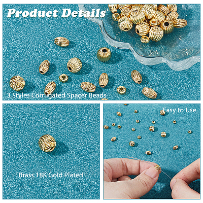 60Pcs 3 Styles Brass Beads KK-HS0015-05-1
