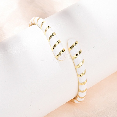 Snake Brass Enamel Cuff Bangles BJEW-A163-01G-01-1