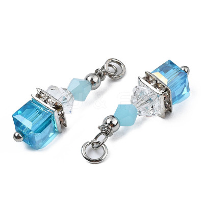 Faceted Transparent Glass Charms GLAA-Q026-08-1
