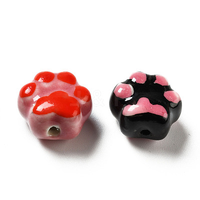 Handmade Printed Porcelain Beads PORC-F005-02-1