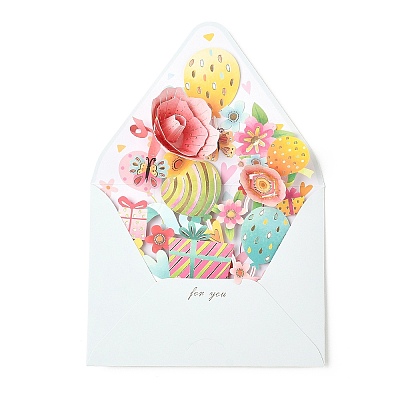 Pop Up 3D Flower Paper Greeting Cards AJEW-L102-01D-1