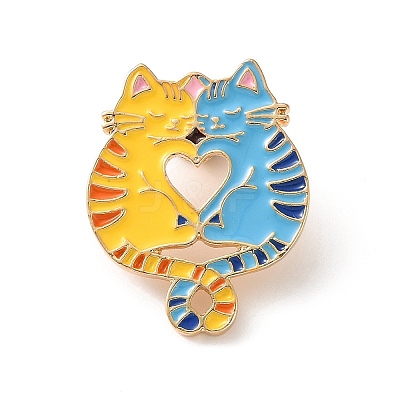 Couple Cat Shape Hugging Enamel Pins AL-CBAC438-01E-1