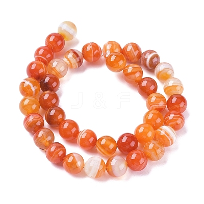 Natural Striped Agate/Banded Agate Beads Strands G-G582-10mm-62-1