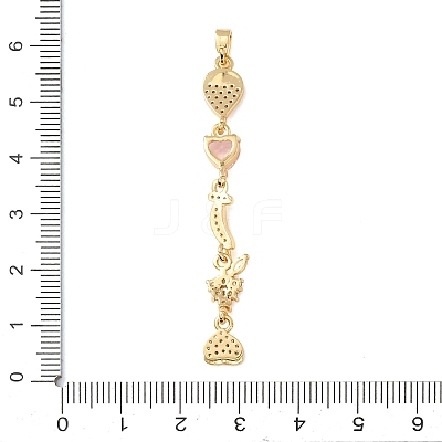 Brass Micro Pave Pink Cubic Zirconia Big Pendants CU-CBA2C2D-17G-1