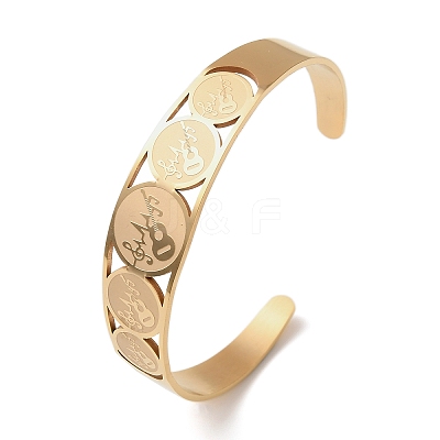 201 Stainless Steel Cuff Bangles for Women BJEW-F507-04G-1
