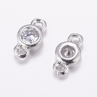 Brass Micro Pave Cubic Zirconia Links X-KK-F714-09P-1