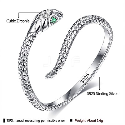 Rhodium Plated 925 Sterling Silver Cuff Rings RJEW-BB67113-1