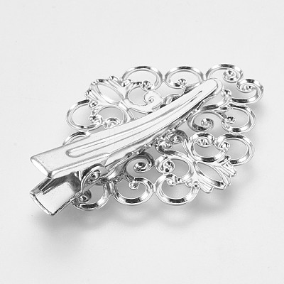 Hair Accessories Iron Alligator Hair Clip Findings X-MAK-WH0002-02P-1