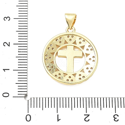Religion Cross Brass Micro Pave Clear Cubic Zirconia Pendants CU-CBA83A6-03C-G03-1