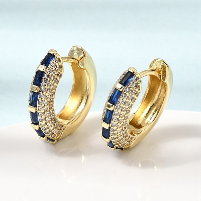Brass Micro Pave Cubic Zirconia Hoop Earrings KK-CBA8324-22G-1