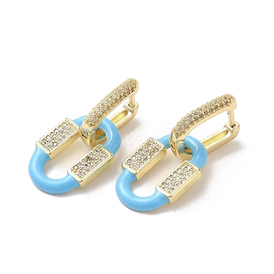 Oval Real 18K Gold Plated Brass Dangle Hoop Earrings EJEW-L268-041G-03-1
