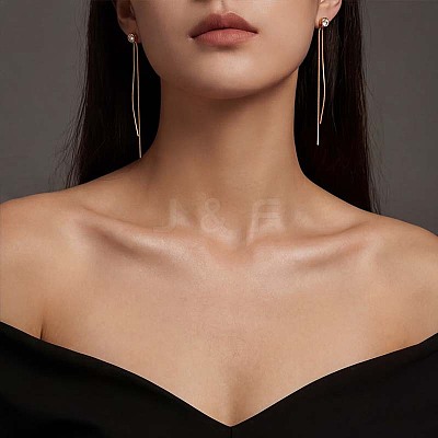 304 Stainless Steel Cubic Zirconia Tassel Earrings WGD0BF9-01-1