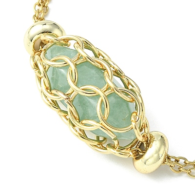Natural Green Aventurine Bullet Link Bracelet BJEW-JB09563-02-1
