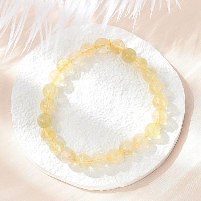 Natural Citrine Beaded Stretch Bracelets BJEW-I253-8mm-21-1