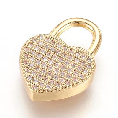 Brass Micro Pave Cubic Zirconia Pendants ZIRC-F062-04G-1