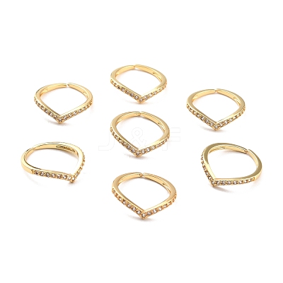 Clear Cubic Zirconia Crown Open Cuff Ring for Women X-RJEW-C018-15G-1