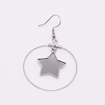 Stainless Steel Dangle Earrings LS-STAS-WH0015-37P-1