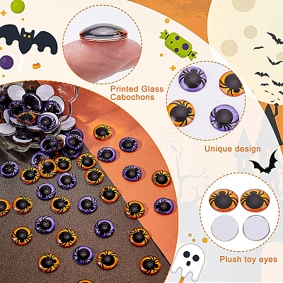 72Pcs 2 Colors Eye Printed Glass Cabochons GGLA-BC0001-008-1
