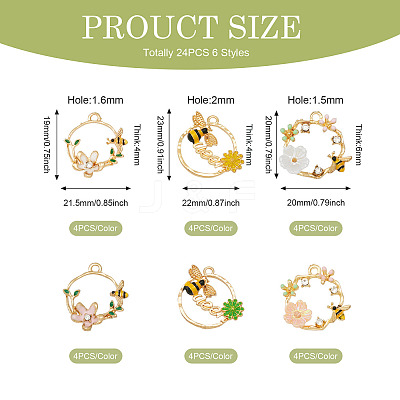 24Pcs 6 Styles Alloy Pendants FIND-TA0004-63-1