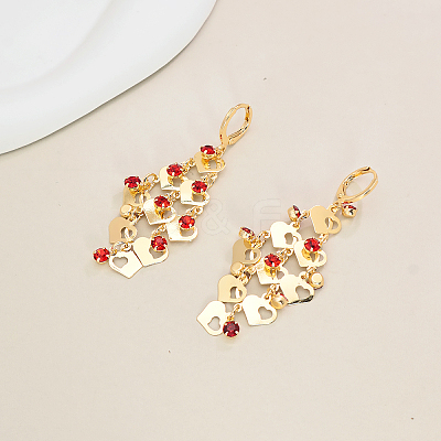Brass Heart Tassel Hoop Earrings IA3670-1