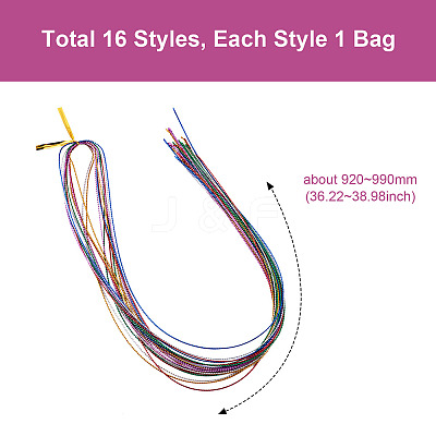 16 Bags 16 Style Metallic/Polyester/Organza/Yarn Cords Cords Hair Braiding String OHAR-KS0001-01-1