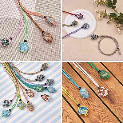 Braided Waxed Cotton Thread Cords Macrame Pouch Necklace Making AJEW-SW00020-1