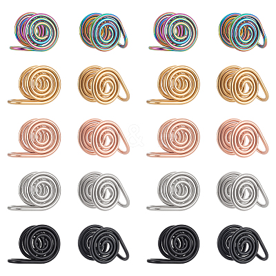 20Pcs 5 Styles 304 Stainless Steel Spiral Pad Cuff Earrings KK-UN0005-22-1