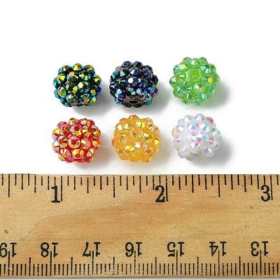 30Pcs 6 Colors Resin Rhinestone Beads RESI-FS0001-64-1