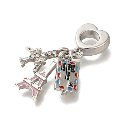 Rack Plating Alloy Crystal Rhinestone European Dangle Charms PALLOY-P307-21P-1