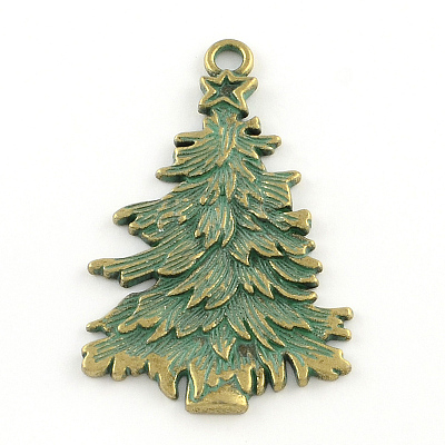 Christmas Tree Zinc Alloy Big Pendants PALLOY-R065-066-FF-1