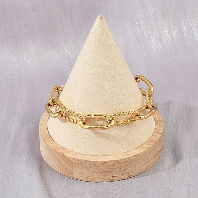 304 Stainless Steel Paperclip Chain Bracelets for Women Men BJEW-Z143-24G-1