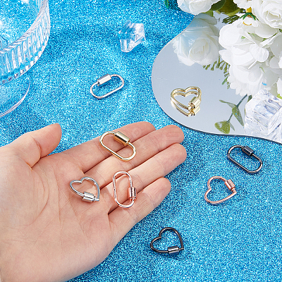 8Pcs 2 Styles 4 Colors Alloy Screw Carabiner Lock Charms FIND-DC0008-31B-1