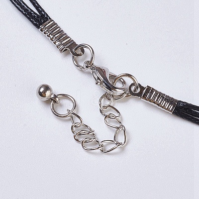 Waxed Cord Tiered Necklace NJEW-P185-A05-1