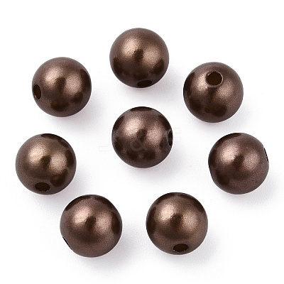 Spray Painted ABS Plastic Imitation Pearl Beads OACR-T015-05C-04-1
