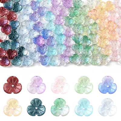 100Pcs 10 Colors Baking Paint Transparent Glass Bead Caps DGLA-FS0004-28-1