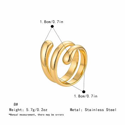 Irregular 304 Stainless Steel Finger Rings for Women SA8524-3-1