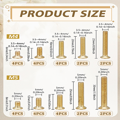 32Pcs 10 Styles Brass Screw KK-LP0004-84-1
