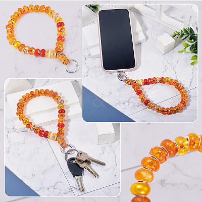 Resin Rondelle Bead with Polyester & Spandex Cord Phone Hand Strap Chains HJEW-TADJ0012-1