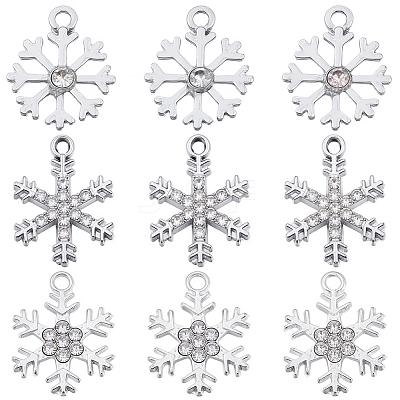 36Pcs 3 Styles Alloy Rhinestone Pendants FIND-SC0020-13-1