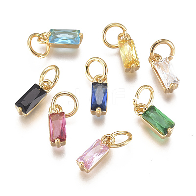 Brass Micro Pave Cubic Zirconia Charms X-ZIRC-F111-03G-1