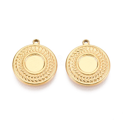 304 Stainless Steel Pendant Cabochon Settings STAS-T067-10G-1