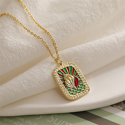 Brass Micro Pave Clear Cubic Zirconia Medal Pendant Necklaces FS-WGD45DE-01-1