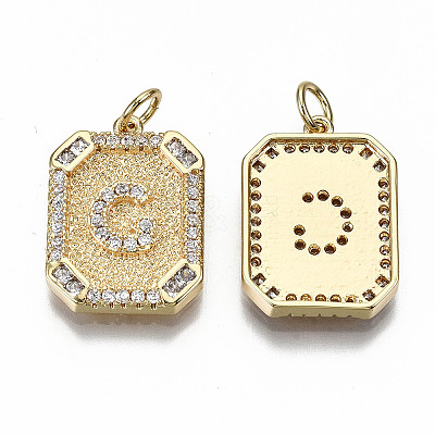 Brass Micro Pave Clear Cubic Zirconia Pendants KK-S356-234G-G-NF-1