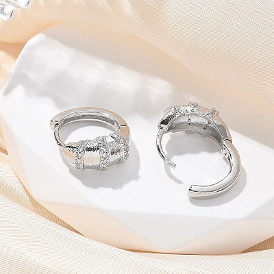 Brass Clear Cubic Zirconia Hoop Earrings EJEW-Q014-21P-1