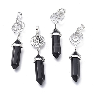 Natural Black Onyx Pointed Big Pendants G-D0021-01P-18-1
