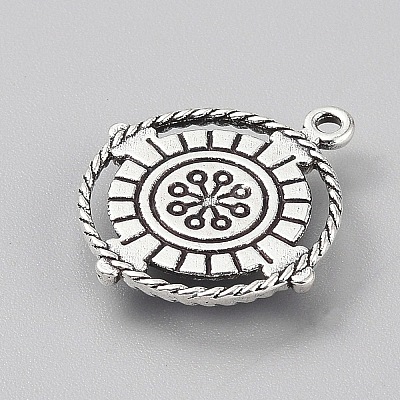 Tibetan Style Alloy Pave Synthetic Turquoise Pendants PALLOY-CJC0025-01AS-J-1