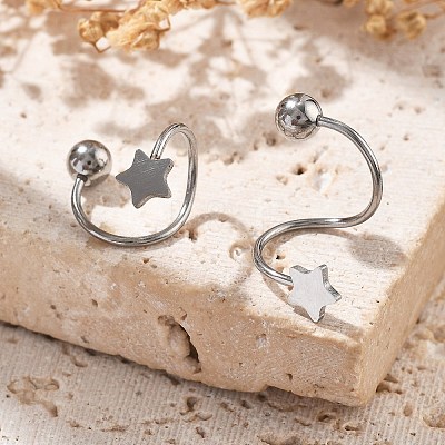304 Stainless Steel Spiral Cartilage Earrings AJEW-A062-04P-02-1