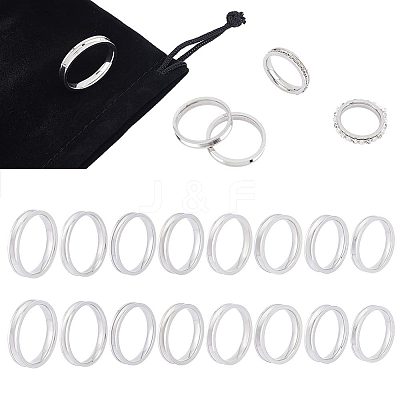 24Pcs 8 Size 201 Stainless Steel Grooved Finger Rings Set for Men Women RJEW-UN0002-40-1