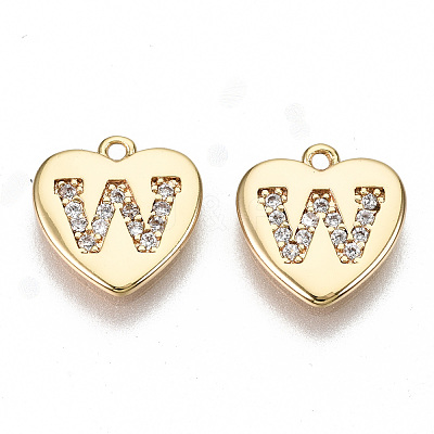 Brass Micro Pave Clear Cubic Zirconia Charms KK-N231-234W-NF-1