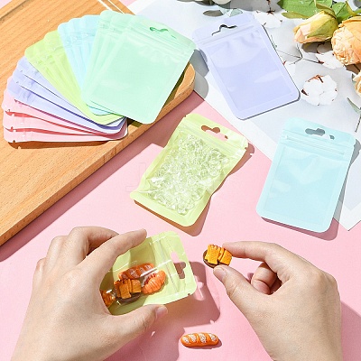 50Pcs 5 Colors Rectangle Plastic Yin-Yang Resealable Packaging Bags ABAG-YW0001-06-1